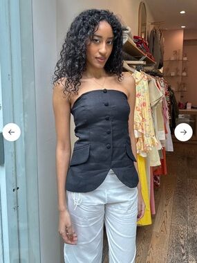 ISALIS Parvati Linen Strapless Top in Black